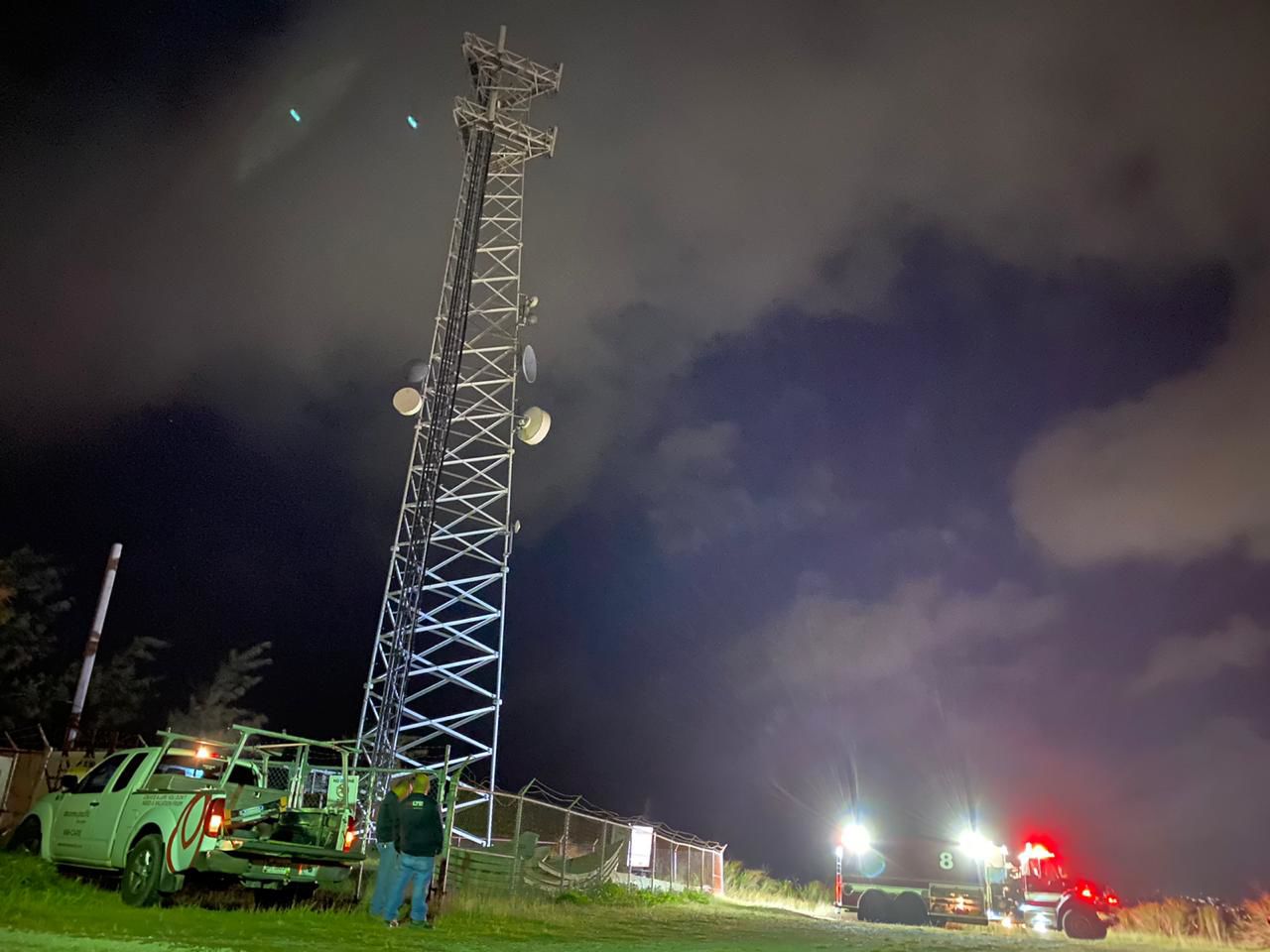 Telecom tower under watch as fire rages